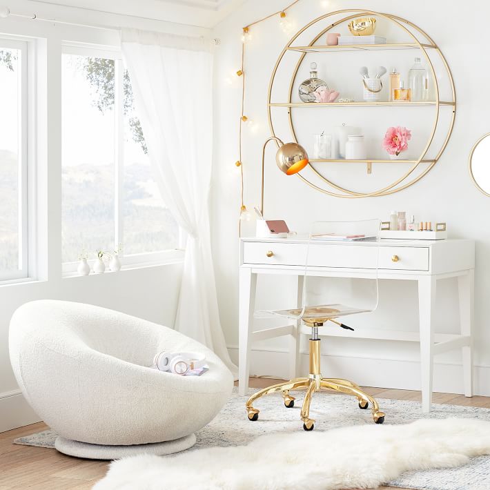 Chunky Boucle Ivory Groovy Swivel Chair